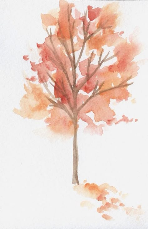 Watercolour Tree, Fall Tree Painting, Tree Watercolor Painting, Learn Watercolor Painting, Watercolour Ideas, Fall Tree, Watercolor Tree, Watercolor Projects, Diy Watercolor Painting