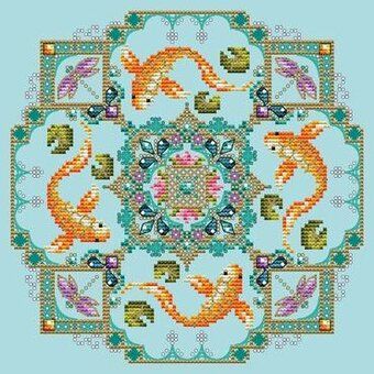 Koi Pond - Cross Stitch Pattern Mill Hill Beads, Swarovski Crystal Beads, Dmc Floss, Koi Pond, Back Stitch, Silk Dyeing, Stitching Art, Counted Cross Stitch Patterns, Counted Cross Stitch