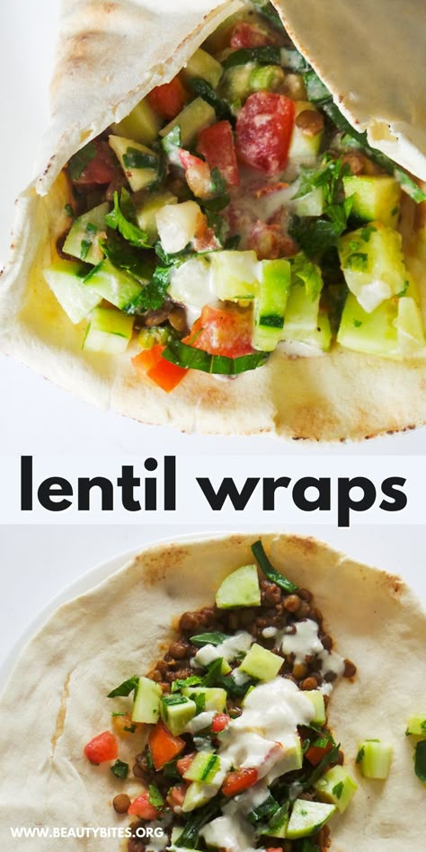 Green Lentil Wrap Recipes, Vegan Lentil Wraps, Lentil Wraps Vegan, Lentil Wrap Recipes, Spicy Lentil Wrap, Bean Entrees, Pritikin Recipes, Red Lentil Wraps, Lentil Stuffed Peppers