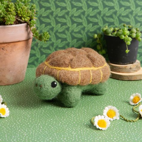 Easy Needle Felting Ideas, Felting Beginner, Felt Turtle, Felting Crafts, Felting Diy, Felting Needles, Turtle Crafts, Animated Art, Felted Christmas