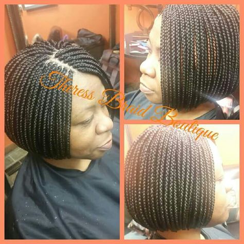 Not my work but these bob braids are everything!! Bob Braids Hairstyles Short, Braids On Yourself, Short Box Braids Bob, Braids Bob Style, Cornrow Ideas, Bob Box Braids Styles, Braided Bob, Short Bob Braids, Braids Bob