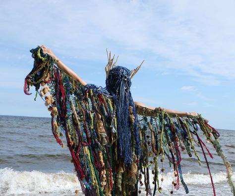 Seaweed Outfit, Seaweed Clothes, Seaweed Crochet, Seaweed Costume, Seaweed Dress, Sea Witch Outfit, Original Costumes, Folk Horror, Swamp Creature