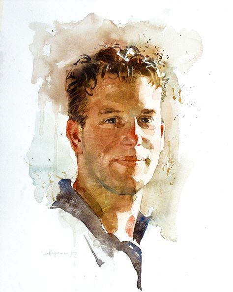 Watercolor Face, Watercolor Portrait Painting, Watercolour Inspiration, Painting People, 수채화 그림, Watercolor Portrait, Watercolor Artists, Watercolor Inspiration, Male Portrait