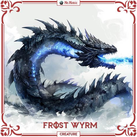 DnD 5e Statblock for Frost Wyrm by Me.Mimic Ice Monster Fantasy Art, Ice Creature Fantasy Art, Dnd Monster Art, Frost Monster, Wyrm Dragon, Dnd Encounters, Monster Dragon, Ice Monster, Dnd Monster