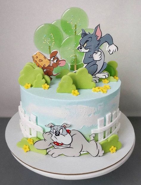 Cartoon Themed Cakes, Tom And Jerry Birthday Party Decoration, Tom And Jerry Theme Cake, Tom And Jerry Cake Designs, Tom And Jerry Birthday Cakes, Cake Designs For Kids Boys, Birthday Cake Designs For Boys, Cartoon Cakes For Kids, Cartoon Theme Cake