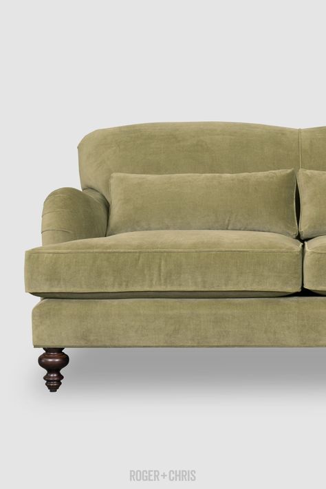 Sofa Velvet Green, Velvet Love Seat, Olive Velvet Sofa, Moss Green Velvet Sofa, Light Green Velvet Sofa, Cottagecore Sofas, Green Vintage Sofa, Green Velvet Sofa Traditional, Green Sofa Farm House