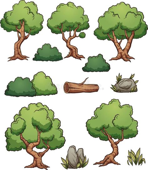 Forest cartoon trees and bushes. Cartoon forest trees, bushes, hedges and rocks. , #ad, #forest, #Cartoon, #rocks, #hedges, #cartoon #ad Cartoon Forest, Forest Cartoon, Forest Drawing, Cartoon Trees, Illustration Simple, Forest Trees, Cartoon Background, Tree Illustration, Poses References