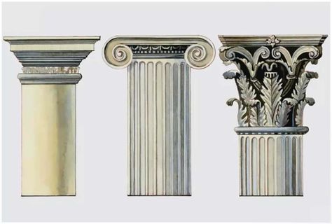 Column Types - Doric Columns, Ionic Columns and Corinthian Columns Types Of Columns, Tuscan Column, Corinthian Order, Architecture Antique, Greece Painting, Column Capital, Architectural Columns, Doric Column, Greek Columns