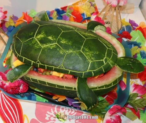 Watermelon Carving- BBQ Bash Edible Centerpieces Watermelon Turtle, Edible Centerpieces, Turtle Baby Shower, Detergent Recipe, Laundry Detergent Recipe, Decorações Com Comidas, Watermelon Carving, Sea Baby Shower, Turtle Birthday