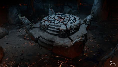 Altar, Dmitriy Iorgachov Temple Rpg, Altar Fantasy Art, Altar Illustration, Fantasy Altar, Heathen Altar, Sacrificial Altar Concept Art, Vampire Ritual Art, Elemental Altar, Dark Altar