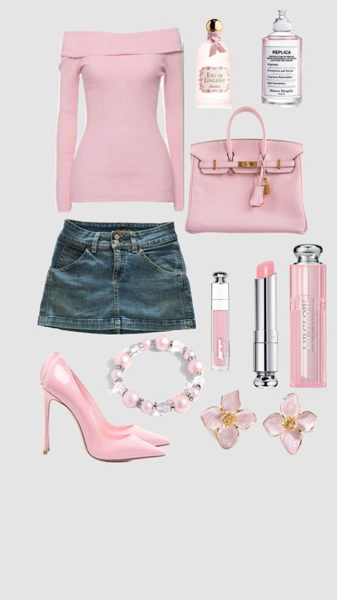 Created by al3siaa on Shuffles Pink Baddie Outfits, Pink Outfits Polyvore, Pink Girly Outfits, Pink Baddie, Bridgerton Aesthetic, Fits Inspiration, Pink Clothing, Chic Fall Outfits, Pink Fits