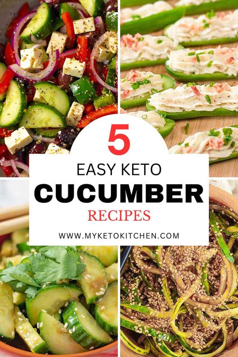 These keto cucumber recipes are light and refreshing with added fat for energy, making them the perfect side dish or easy meal. Cucumbers are a great addition to a keto diet for their gut health benefits. Cucumber Recipes Easy, Keto Cucumber, Cucumber Snacks, Smashed Cucumber Salad, Holistic Diet, Greek Salad Recipes, Low Carb Salad, Cucumber Recipes Salad, Low Carb Vegetables