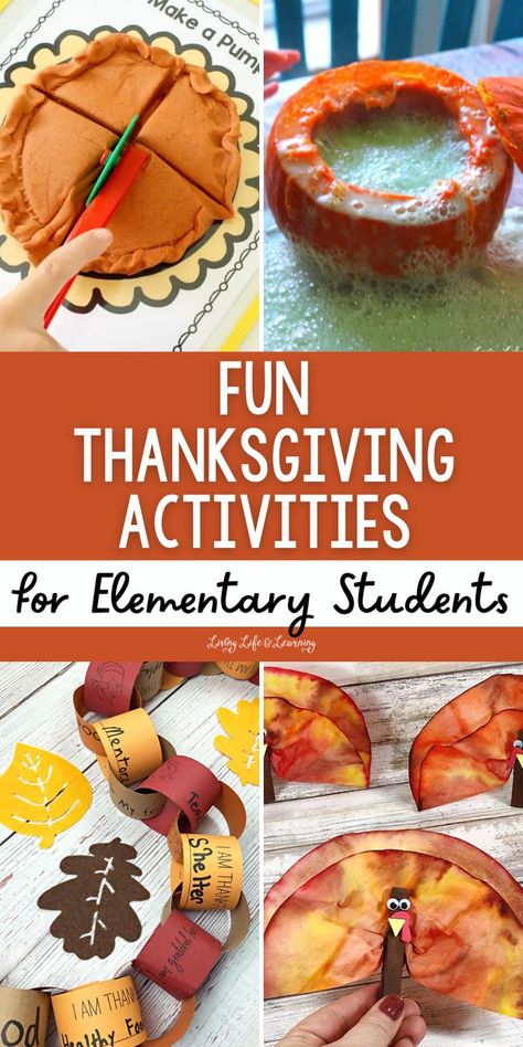 Fun Thanksgiving Activities for Elementary Students Thanksgiving School Activities Kindergarten, Thanksgiving Crafts Elementary Students, Fun Thanksgiving Activities For School, Thanksgiving Stem Activities For Kids Easy, Fall Activities For Homeschool, Thanksgiving Craft Elementary, November Enrichment Activities, Hands On Thanksgiving Activities, Thanksgiving Activities For School Age