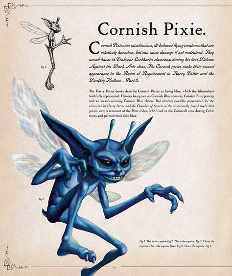 Cornish pixie Fairy Harry Potter, Cornish Pixies Harry Potter, Creatures In Harry Potter, Pixies Harry Potter, Creature Harry Potter, Harry Potter Monsters, Pixie Mythology, Magical Creatures Mythology Fairies, Harry Potter Pixies