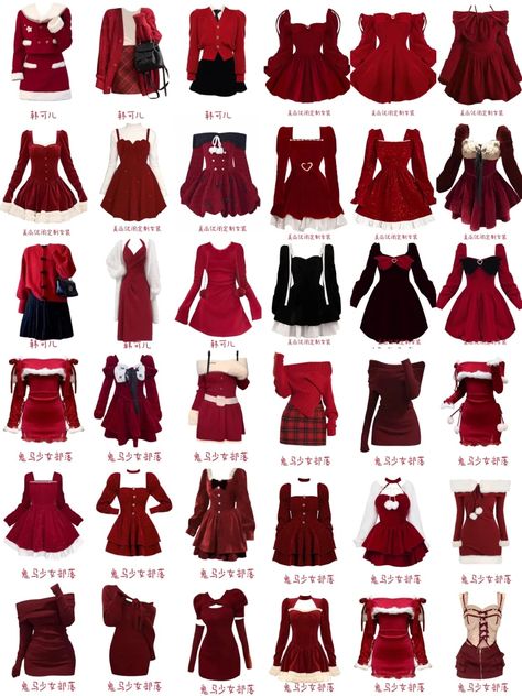 Red Aesthetic Clothing, Cherry Dress Aesthetic, Red And White Outfit, Red Off Shoulder Dress, Red And White Outfits, Red Outfits, Rok Mini, Christmas Outfit Ideas, Trendy Outfit Ideas