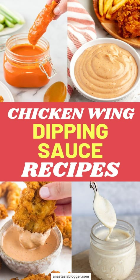 You can eat chicken wings on their own but if you want more flavor, here are 15 amazing dipping sauces for chicken wings you can whip up in no time! #partyfood #dippingsauce #chickenwings Chicken Wing Sauce Recipe Homemade, Creamy Mild Wing Sauce Recipe, Dipping Sauce For Wings Recipes For, Chicken Wings Dips, Everything Wing Sauce, Dips That Go With Chicken Wings, Chicken Wing Sauces Recipe, Sauce Recipes For Chicken Wings, Best Dipping Sauces For Chicken