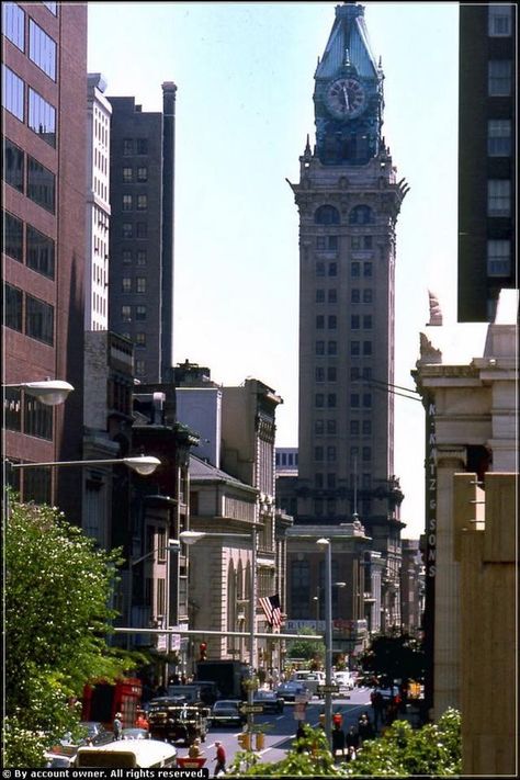 Maryland Casualty Company Clock Tower, that once stood in the 200 block of East Baltimore Street. It was demolished by 1987. Baltimore Clock Tower, Baltimore Street, Fake History, Charm City, American Cities, Clock Tower, Genetic, Ferry Building San Francisco, Baltimore