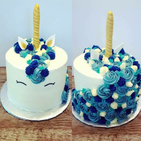 Blue Unicorn Cake, Cake Boy, Blue Unicorn, Simple Birthday, Simple Birthday Cake, White Unicorn, Bakery Desserts, Birthday Themes, Unicorn Cake