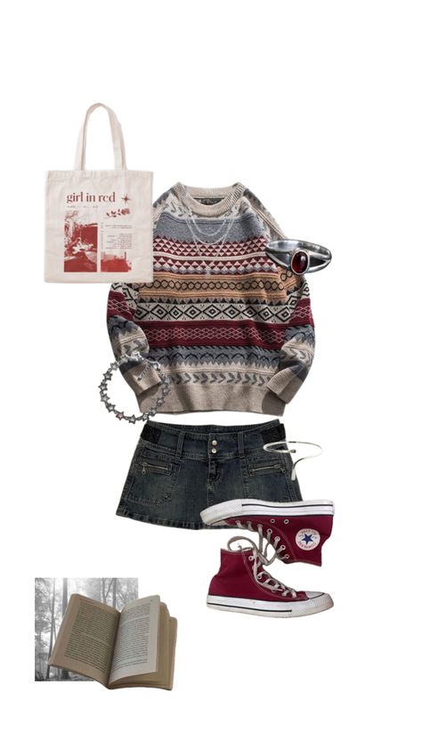 downtown girl cute ootd outfit inspo nice cool red dark girl in red converse books folklore taylor swift Dark Red Converse Outfit, Dark Red Converse, Red Converse Outfit, Folklore Taylor Swift, Cool Converse, Dark Girl, Converse Outfit, Girl In Red, Red Converse