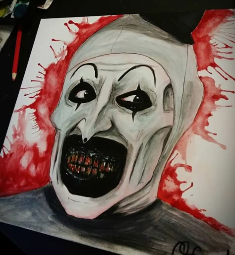 #Arttheclown #terrifier #horror #horrorart  Etsy.com/shop/oscareaco Ig: @o_scare_a Painting Ideas Horror, Art The Clown Pumpkin, Horror Character Painting, Art The Clown Drawing, Terrifier Drawing, Ps5 Cover, Terrifier Tattoo, Horror Movie Acrylic Painting, Terrifier Painting