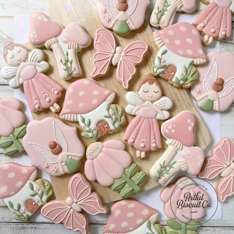 Fairy 1st Birthday Cookies, Fairy Birthday Cookies, Fairy Biscuits, Fairy Cookies Decorated, Fairy Garden Cookies, Fairy Sugar Cookies, Fairy Cookies, Woodland Cookies, Fairy Theme Birthday Party