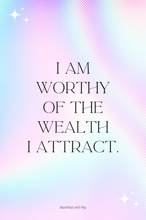 I am worthy of the wealth I attract. Attract wealth into your life easily using the tools linked in bio ✨ Lottery Manifestation, I Attract Wealth, Wealth Vision Board, Manifest 2024, I Attract, Wealth Manifestation, Affirmation Board, Uplifting Thoughts, Financial Abundance