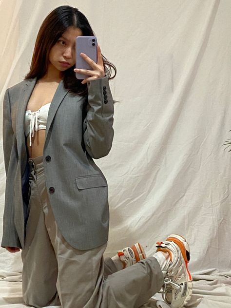 Grey Balenciaga Track Outfit, Balenciaga Track White Orange Outfit, Track Runners Balenciaga Outfits, Grey Balenciaga, Grey Balenciaga Track, Balenciaga Shoes Track, Balenciaga Track.2 Open Sneakers, Balenciaga Track, Orange Shoes