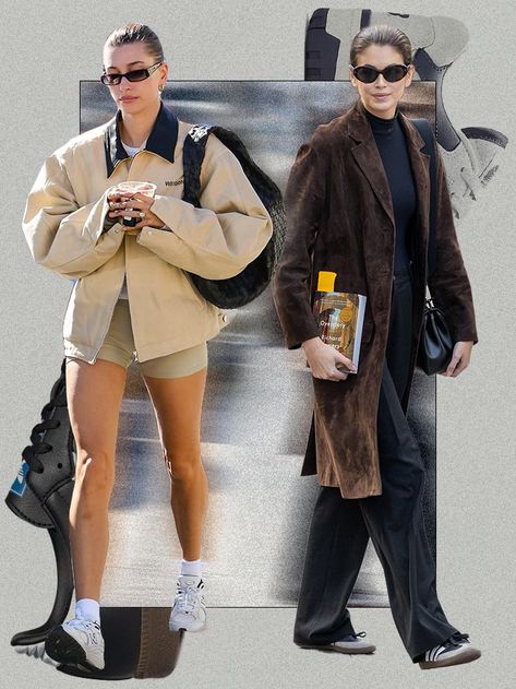 Celebrity Sneakers 2023, New Balance Celebrities, Celebrity Sneakers Street Style, Hailey Bieber Inspired Outfits, Timeless Sneakers Women, How To Style Tennis Shoes, Hailey Bieber Sneakers, Hayley Bieber Street Style, Hailey Bieber Shoes