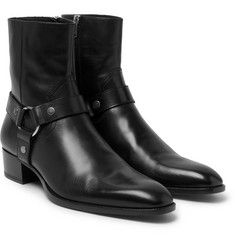 Saint Laurent - Leather Harness Boots Mens Biker Boots, Mens Designer Boots, Chelsea Boots Men Outfit, Boots Men Outfit, Saint Laurent Boots, Leather Biker Boots, Suede Chelsea Boots, Mens Boots Fashion, Harness Boots