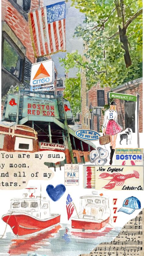 Boston Collage Wallpaper, Boston Wallpaper, Boston Life, Fenway Park Boston, Phone Decor, Dorm Wall Decor, Collage Wallpaper, 50 States, Dorm Room Decor