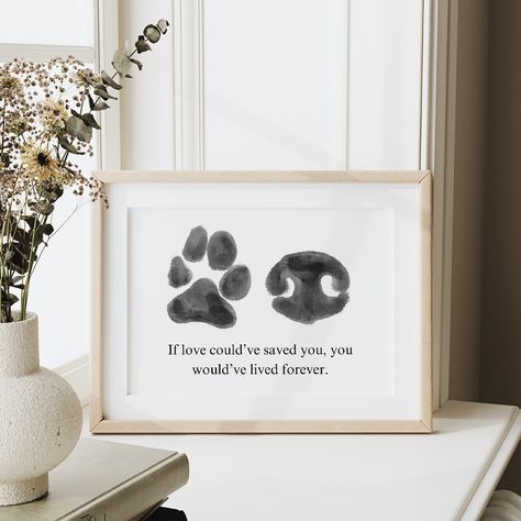 This is a new project I’ve been working on that’s now available!! I’ve always wanted a paw print of my doggy but knew he’d never let me make one , so I drew it 😅! I thought this would be perfect for pet loss and to just show off your doggy’s paw and wet nose! I purposely made this very minimalist so it’ll fit in anywhere! The text is editable and ALL I NEED is a photo of your dog’s paw & nose to make it!! . . . #petloss #petlosssupport #petkeepsake #dogloss #dogmemorial #doglover🐶 #souldog #... Dog Paws Painting, Paw Print Painting, Dog Paw Art, Dog Paw Print Art, Paw Print Art, Ideas Cuadros, Paw Painting, Paw Art, Pet Keepsake