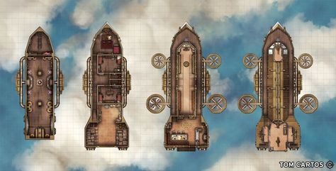 Click the link to download & find out more. #tomcartos #battlemap #map #ttrpg #dnd #rpg #pathfinder #dungeons #dragons #fantasy #5e #d&d #free #dwarf #dwarven #city #steampunk #eberron #cogs #gears #clockwork #airship #ship Airship Battlemap, Steampunk Tower, 5e Maps, Dwarven City, Steampunk Ship, Airship Art, Dnd Battle Maps, Steampunk City, Air Ship