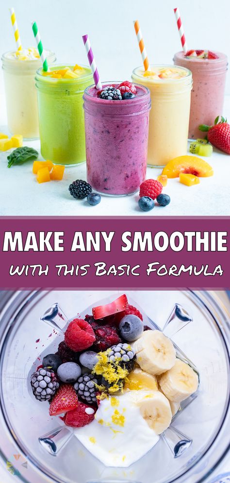 Easy Fruit Smoothie, Smoothie Formula, Frozen Fruit Smoothie Recipes, Easy Fruit Smoothie Recipes, Frozen Fruit Smoothie, Smoothies Vegan, Dairy Free Smoothies, Resep Smoothie, Homemade Smoothies