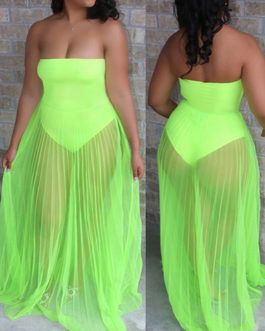 Mesh Party Dress, Sheer Mesh Dress, Ruched Maxi Dress, Bodysuit Dress, Summer Green, Mesh Maxi Dress, Bandeaus, Mesh Skirt, Bandeau Top