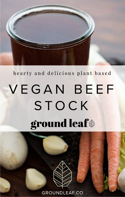 Delicious, all plant-based vegan beef stock recipe! Perfect to make in your instant pot! Vegan Beef Broth Powder, Beef Bouillon Recipe, Vegan Seasonings, Vegan Beef Broth, Basic Sauces, Beef Stock Recipe, Beef Stock Recipes, Vegan Broth, Bouillon Recipe