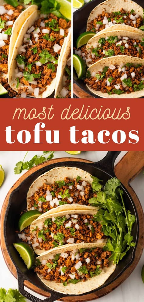 Healthy Tofu Tacos, Extra Firm Tofu Recipes Healthy, Vegan Dinner Cheap, Grated Tofu Tacos, Tofu Taco Meat Easy, Easy Firm Tofu Recipes, Recipes With Extra Firm Tofu, Tofu Street Tacos, Vegan Mexican Tacos