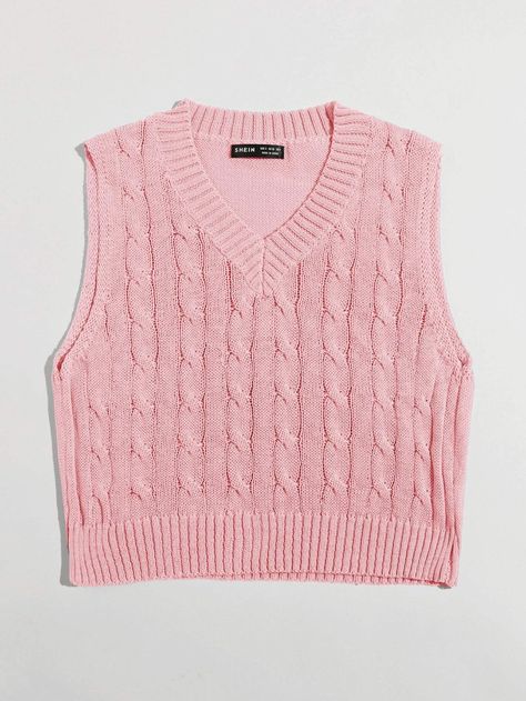 Cable Knit Cropped Sweater Vest | SHEIN USA How To Style A Sweater Vest, Clothes Korean Style, Sweater Vests, Sweater Vest Women, Korean Girl Fashion, Dr Closet, Women Sweater, Simple Trendy Outfits, Mode Inspiration