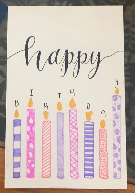 Gift Card Ideas For Moms Birthday, Easy Bday Card Ideas, Drawing Ideas For Birthday Cards, Cute Card Ideas Birthday, Happy Birthday Easy Drawings, Birthays Card Diy, Simple Bday Card Ideas, Cute Easy Birthday Card Ideas, What To Draw On A Birthday Card