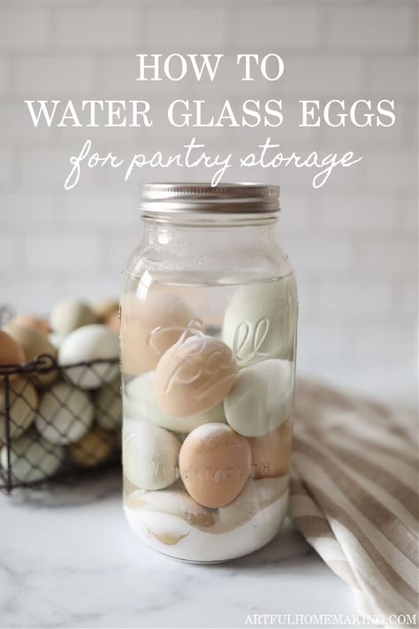 Learn how to water glass eggs whenever you have extra eggs! Water glassing eggs is an easy way to preserve them for long-term storage. Preserving Eggs, Food Shelf Life, Puff Pancake, Lime Water, Gallon Jars, Pantry Inspiration, Glass Measuring Cup, Canning Vegetables, Water Bath Canning