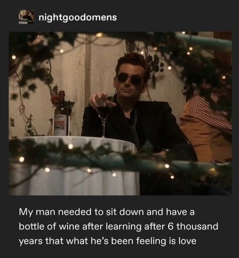 Good Omens 2, Good Omens Tumblr, Just Like Me Fr, Tumblr Post, I Forgive You, Good Omens Book, Ineffable Husbands, Terry Pratchett, Michael Sheen