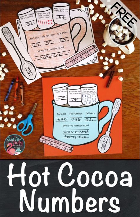 Warm up with this free hot cocoa number activity for two and three-digit numbers! It is perfect for reinforcing number sense and place value skills in first, second, or third-grade math. #HotCocoa #PlaceValue #MathCenters Holiday Math Activities, Representing Numbers, First Grade Crafts, Math Craftivity, Winter Math Centers, December Math, Sped Math, Winter Math Activities, Christmas Math Activities