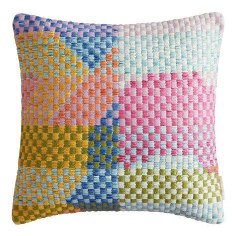 You'll love the Multicolor Abstract Check Indoor Outdoor Throw Pillow at World Market. Browse our entire collection of Outdoor Throw Pillows, available online or at one of our 270+ stores. Steps Indoor, Hot Pink Throw Pillows, Eclectic Inspiration, Indoor Outdoor Patio, Boho Outdoor, Colorful Throw Pillows, Pink Throw Pillows, Outdoor Throw Pillow, Embroidery Techniques