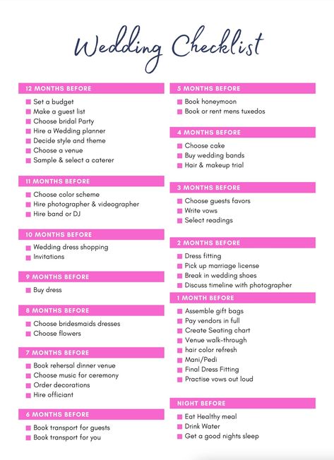 This is a printable wedding planning .PDF timeline to keep you on time for all of those little items you might forget about. Ways to use:  - Print a copy for your refrigerator  - Print a copy for your wedding organizer/binder  - Send to a bridesmaid or groomsman to make sure you stay on task The possibilities are endless. Because this is a digital file all sales are final. Wedding Binder Ideas, Wedding Binder Printables Free, Wedding Decor Checklist Printable, Wedding Photo Checklist Printable, Refrigerator Print, Bridesmaid Schedule, Important Wedding Photos Checklist, Waffley Wedded, Simple Wedding Planner Checklist