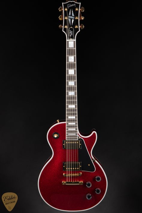 Gibson Custom Shop PSL Les Paul Custom Gloss Wine Red Sparkle 9.3 #CS402613 - Eddie's Guitars Red Gibson Les Paul, Gibson Les Paul Custom, Red Gibson Guitar, Warwick Bass, Gibson Les Paul Special, Gibson Les Paul Gold Top, Acoustic Bass Guitar, Types Of Guitar, Boutique Guitar