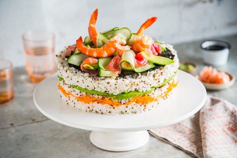 Ep 14 Sushi Cake — three veg and meat Sushi Cake Birthday, Sushi Recipes Homemade, Sushi Cake, Cake Youtube, Sushi Recipes, Bundt Cakes Recipes, Number Cakes, Sushi Rice, Sushi Rolls