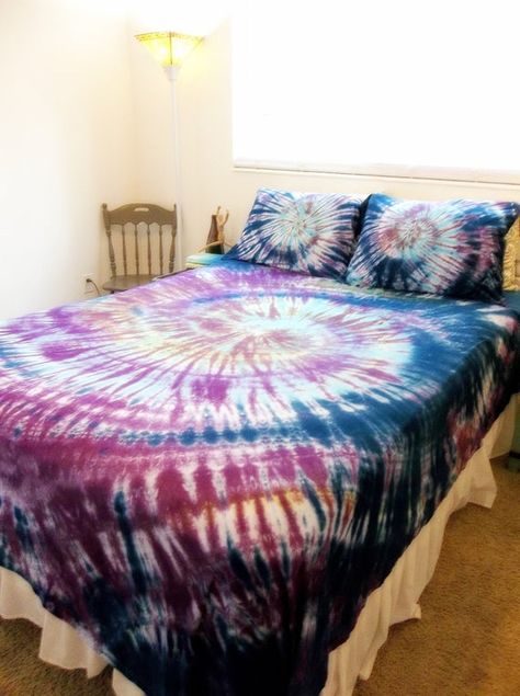 4 Piece Tie Dyed Sheet Set Tie Dyed Cotton Jersey Sheets Made To Order Tie Dye Sheets, Tie Dye Bedding, Bed Comforter, Bed Comforter Sets, Diy Tie, How To Tie Dye, Best Sleep, Percale Sheets, Tie Dye Cotton