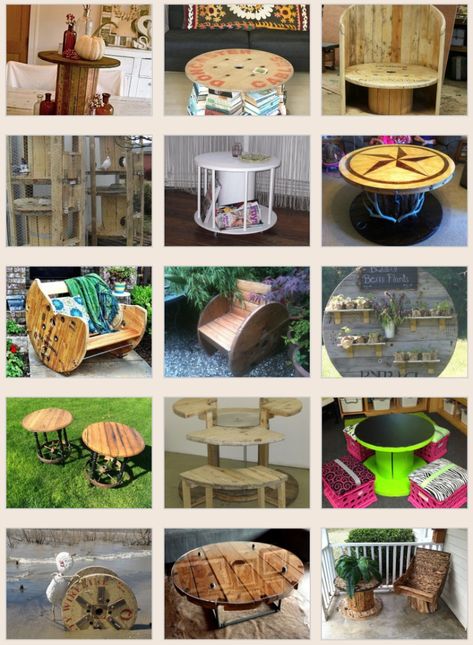 Wire Cable Spool Ideas, Upcycle Wooden Spools Cable Reel, Repurpose Cable Spool, Ideas For Spools Cable Reel, Wooden Wire Reel Ideas, Uses For Wooden Spools, Things To Do With Wooden Spools, Big Wood Spool Ideas, Repurposed Cable Spools