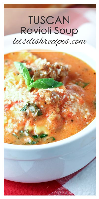 Creamy Tuscan Ravioli Soup Italian Ravioli Soup, Crockpot Ravioli Soup Recipes, Creamy One Pot Ravioli Soup, Crockpot Ravioli Soup, Ravioli Soup Recipe Easy, Soup Recipes With Ravioli, Tuscan Ravioli Soup, Creamy Tuscan Ravioli Recipe, Creamy Ravioli Soup