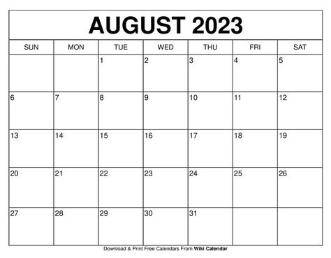 Free Printable August 2023 Calendar - Wiki Calendar August Calender 2023 Aesthetic, August Calendar 2023 Printable, August 2023 Calendar Printable Free, August Calendar 2023 Aesthetic, Calendar August 2023, 2023 Calendar Printable Free, Free Calendars To Print, Drawing Outlines, 2023 Vibes