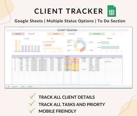 Client Tracker Spreadsheet Client Management Google Sheets - Etsy Client Management Spreadsheet, Google Sheets Templates Business, Client Tracker, Spreadsheet Design, Business Tracker, 52 Week Savings Challenge, Etsy Inspiration, Business Marketing Plan, Bookkeeping Templates